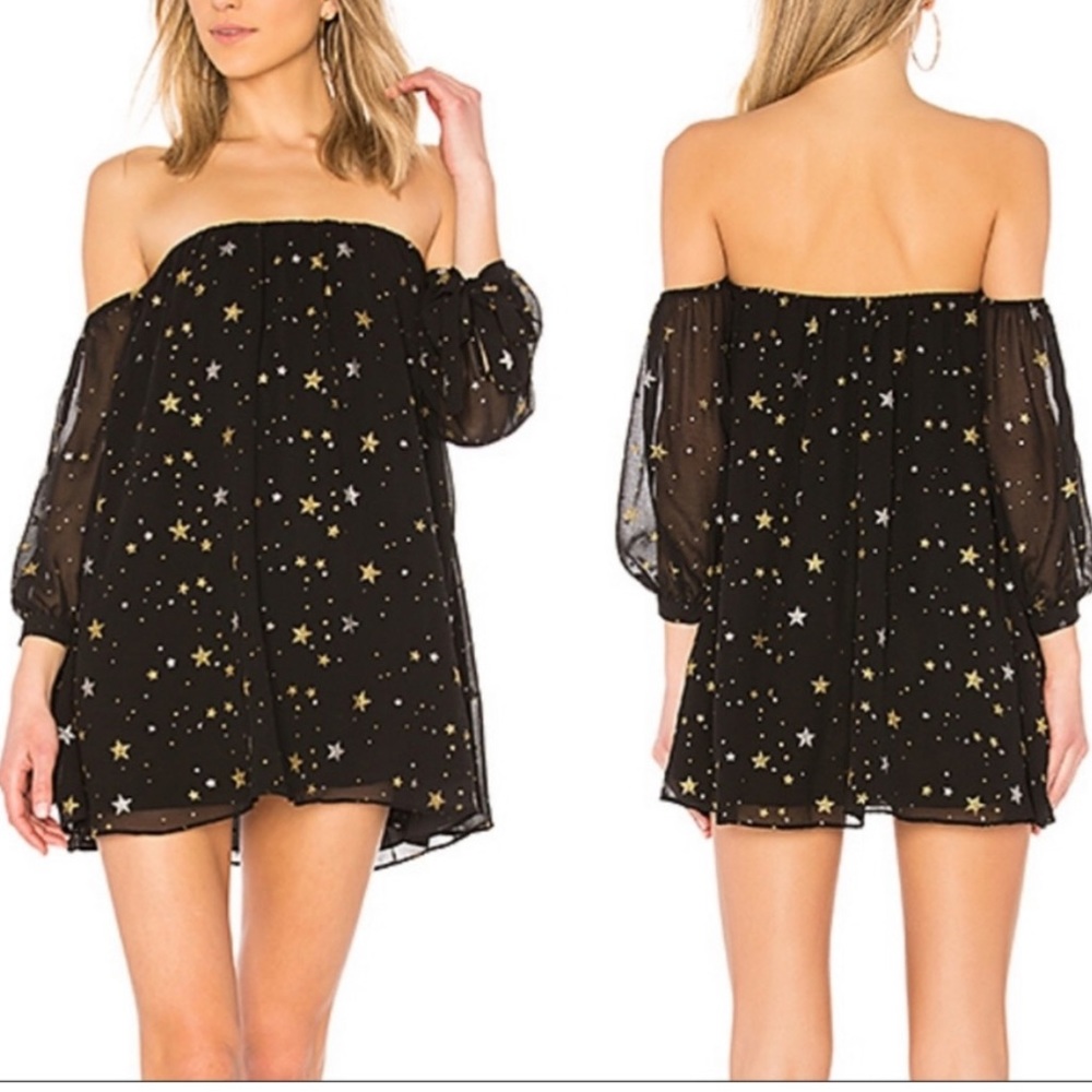 NWT Lovers + Friends Monique Dress ~ in Black & Gold - Picture 3 of 16